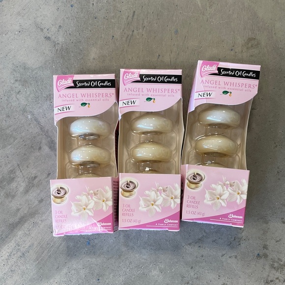 3 Pkgs New Glade Scented Oil Candle Refills Retired ANGEL WHISPERS NWT NOS - Picture 1 of 4